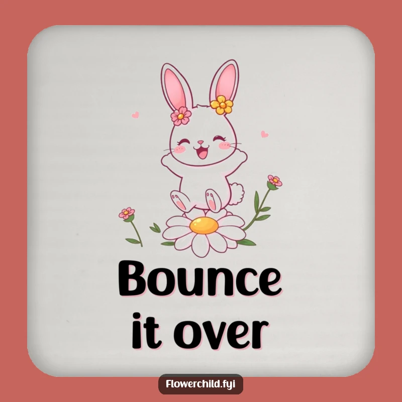 Funny Bunny Daisy Bounce Coaster: Cute Flower Drink Protector