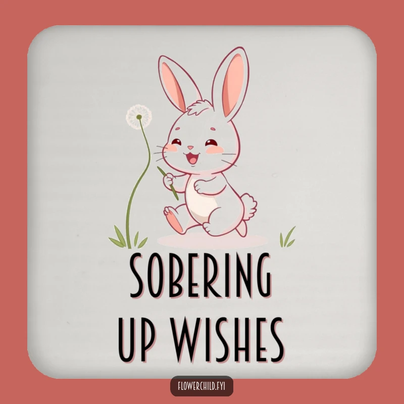 Funny Bunny Coaster: Playful Dandelion Protection, Charming Funny Gift Set