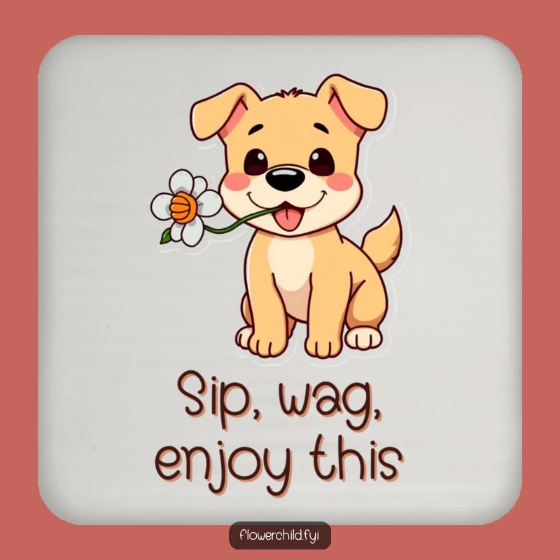 Funny Dog Flower Coaster - Playful Drink Protection Gift