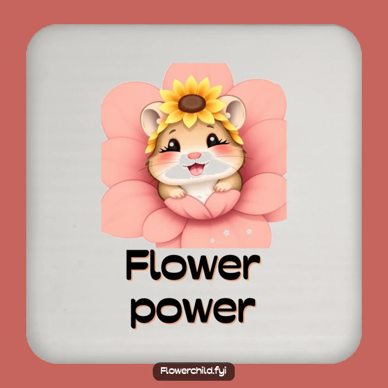 Funny Giggling Hamster Sunflower Coaster Set - Protect Surfaces with Humor