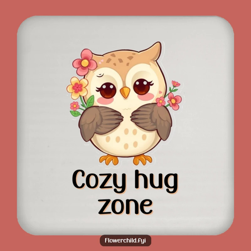 Funny Owl Coaster - Flower Feathered Friend Drink Protector Gift