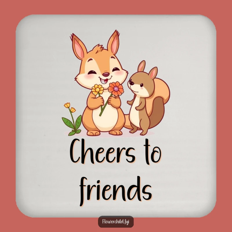 Funny Squirrel Coaster: Jovial Flower Protection, Charming Funny Gift Set