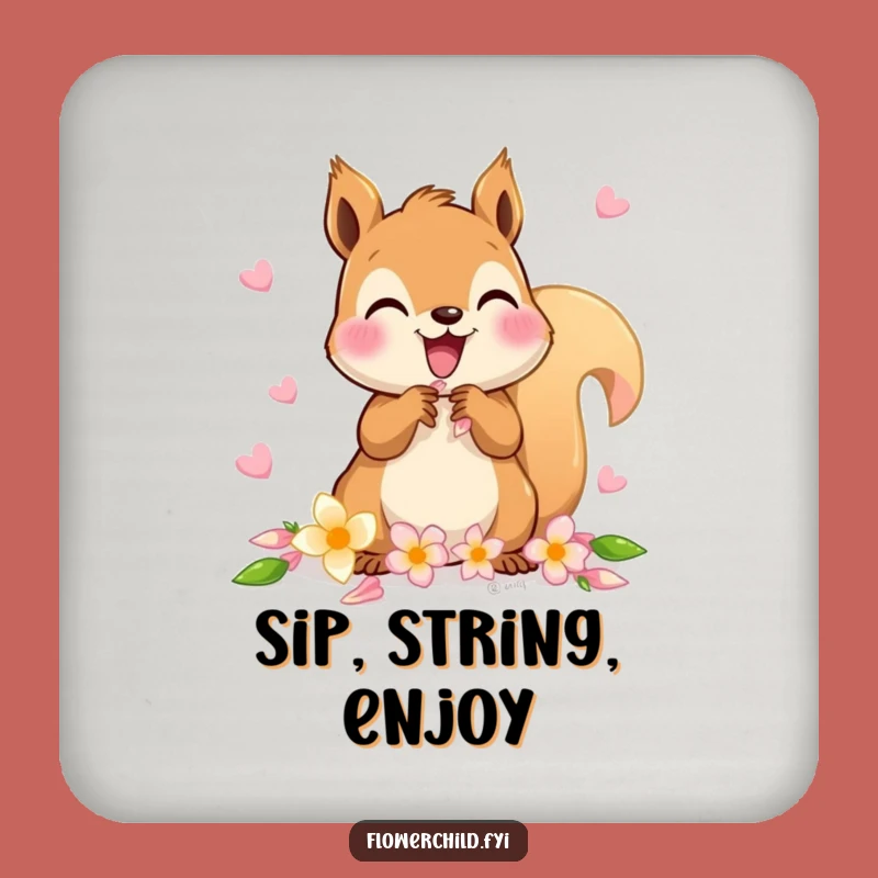 Funny Squirrel Petal Coasters: Protect Surfaces with Crafty Charm - A Chic Funny Gift!