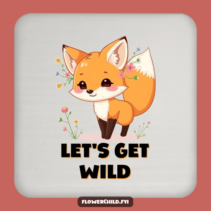 Funny Fox Wildflower Dance Drink Coaster - Protect Surfaces Playfully