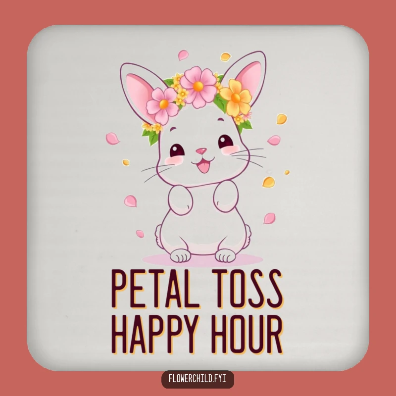 Funny Bunny Flower Toss Drink Coaster: Protect Surfaces with Cute Charm