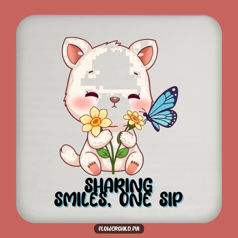 Funny Gentle Animal Flower Offering Coaster Set: Protect Surfaces with Sweetness