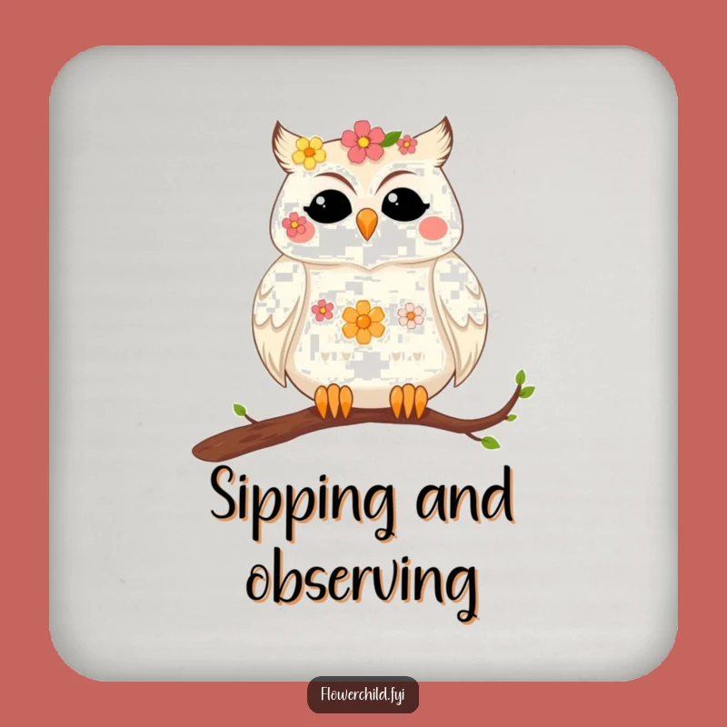 Funny Contented Owl Coasters - Protect Surfaces with Serene Style