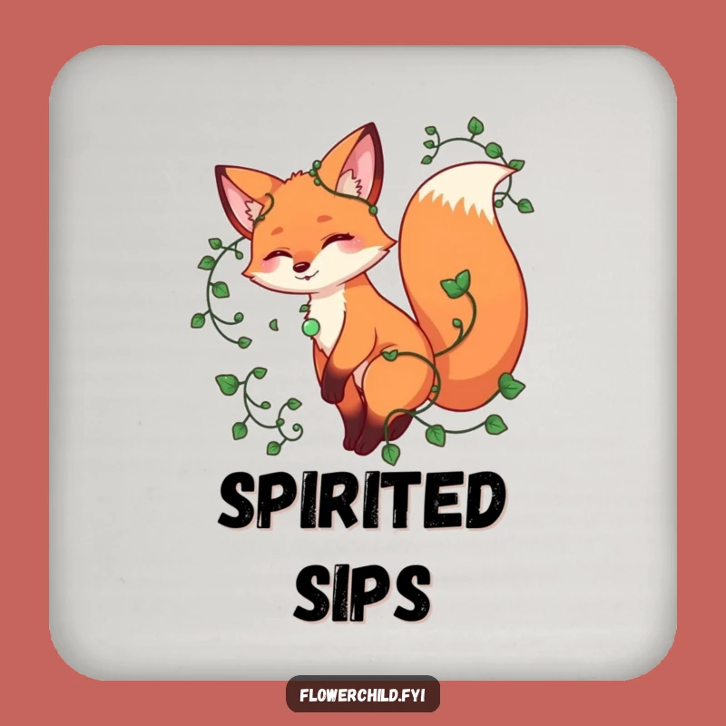 Funny Playful Fox Vines Drink Coaster - Protect Surfaces Gift