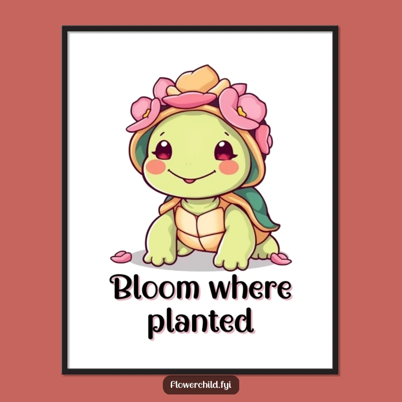 Funny Turtle Petal Shell Poster: Bring Tranquility Home, Wonderful Funny Gift