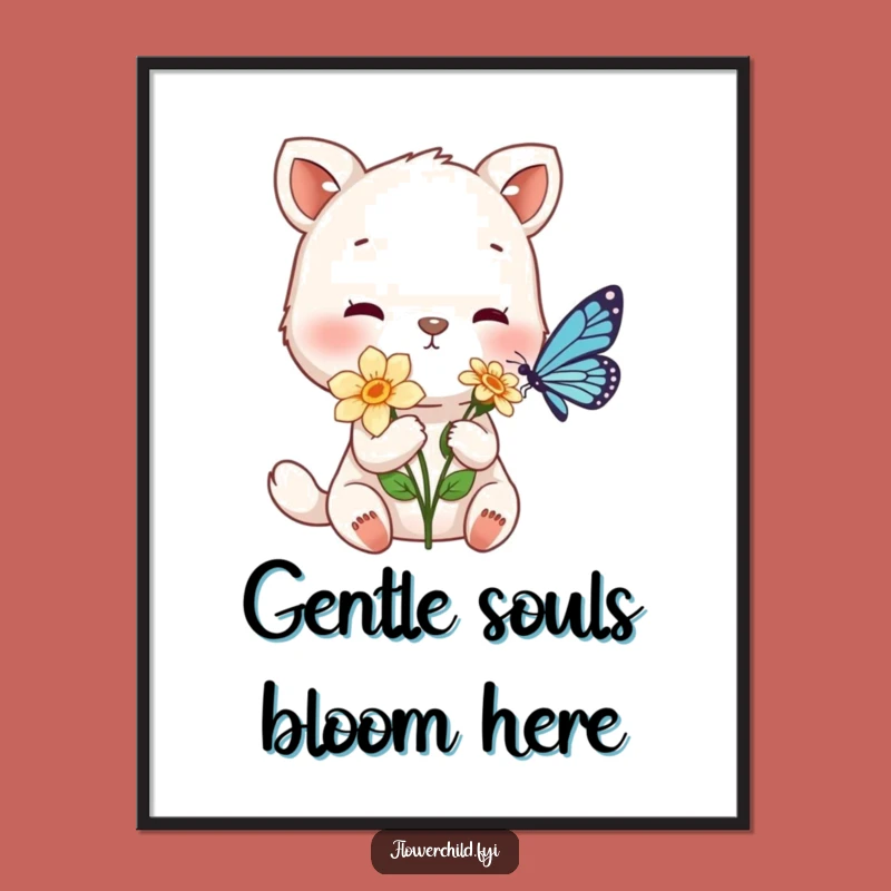 Funny Gentle Animal Flower Offering Poster: Bring Sweetness Home