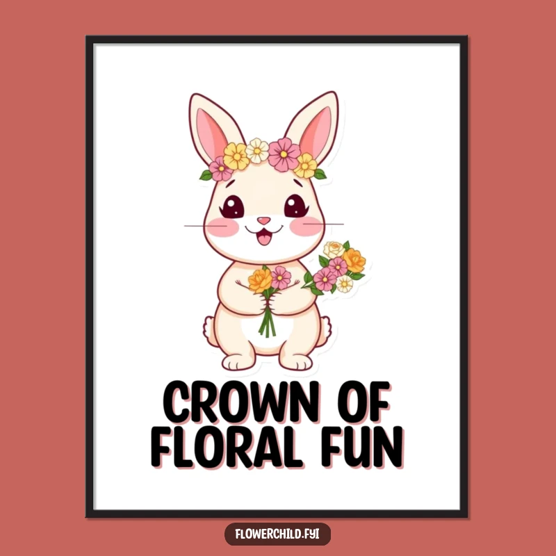 Funny Rabbit Flower Poster: Charming Wall Art to Brighten Your Space - A Sweet Funny Gift!