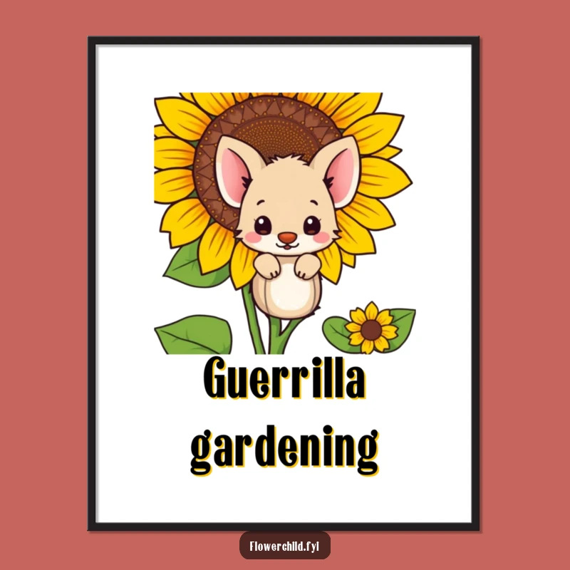 Funny Shy Animal Poster: Inject Humor with Sunflower Charm