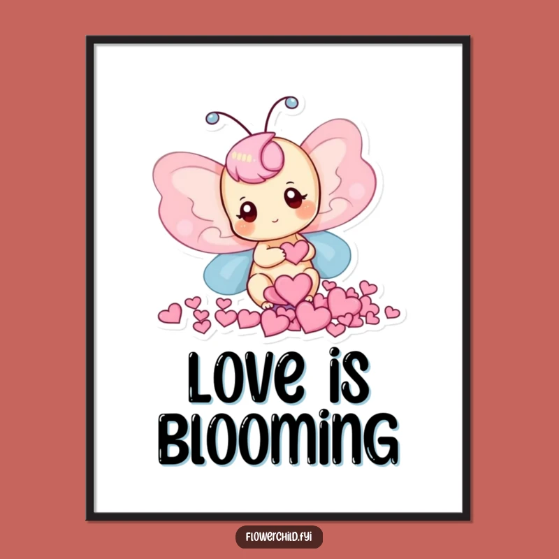 Funny Butterfly Hearts Poster: Romantic Garden Art, Unique Funny Gift!
