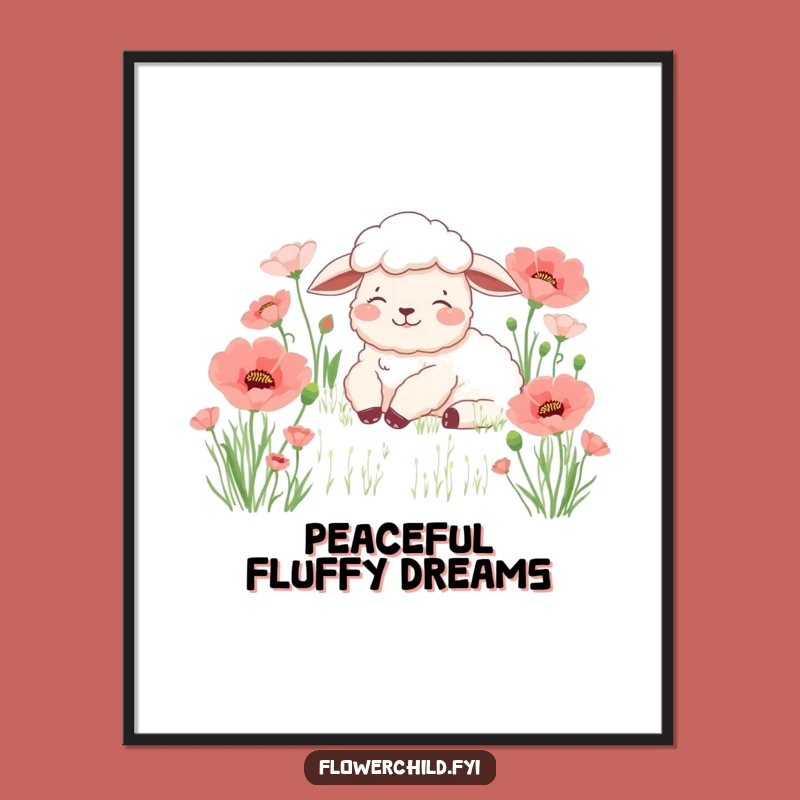 Funny Sheep Poppy Poster: Peaceful Wall Art for a Hilarious & Serene Vibe