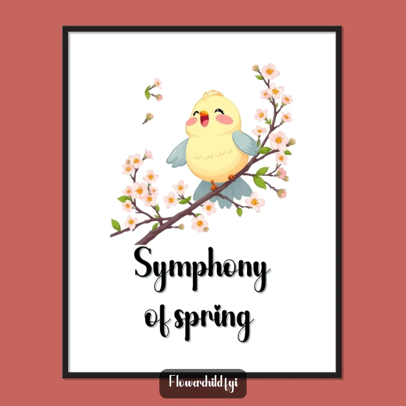 Joyful Bird Blossom Poster: Funny Art to Brighten Your Walls