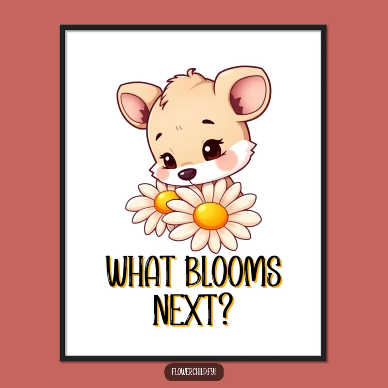 Funny Curious Animal Daisy Sniffing Poster: Bring Nature's Charm Indoors