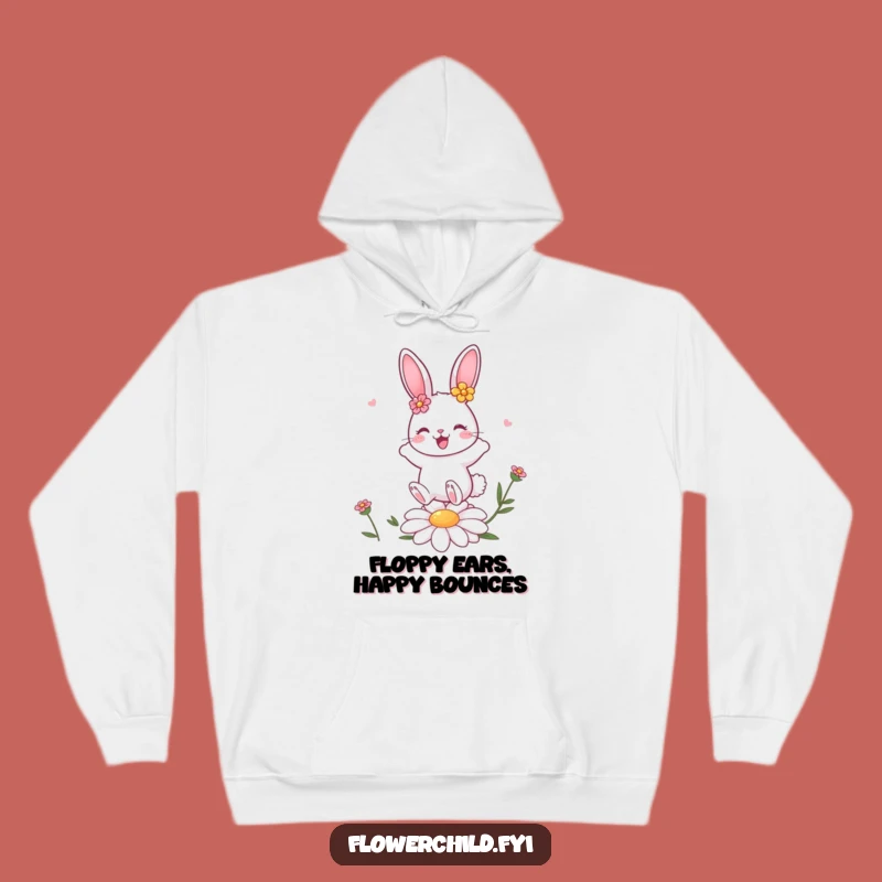 Funny Bunny Daisy Bounce Hoodie: Cozy Flower Rabbit Wear