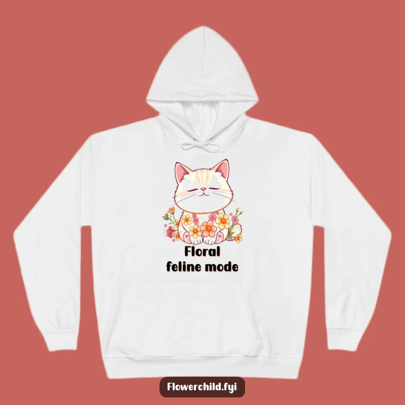 Funny Cat Flower Nap Hoodie: Cozy Floral Friend, Warm Funny Gift for Cuddles