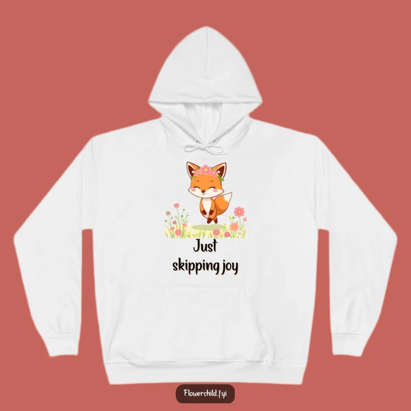 Funny Fox Flower Crown Hoodie: Cozy Meadow Skipper, Warm Funny Gift for All Ages