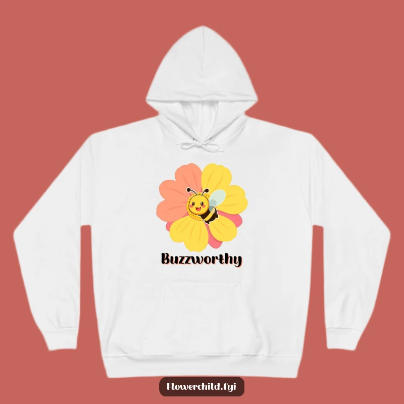 Funny Smiling Bee Flower Hoodie - Cozy Garden Vibes Sweatshirt Gift