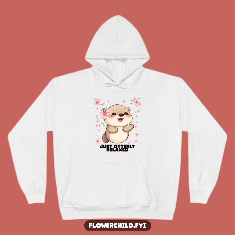 Funny Otter Hoodie: Cozy Floating Otter with Flower Gift for Winter