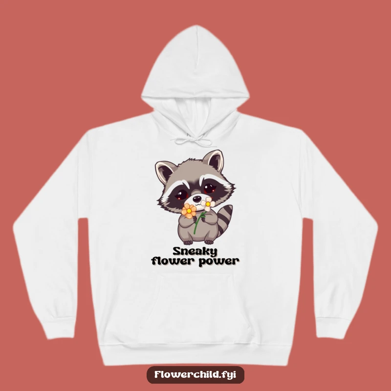 Funny Raccoon Flower Hoodie: Cozy Mischief for a Hilarious Day