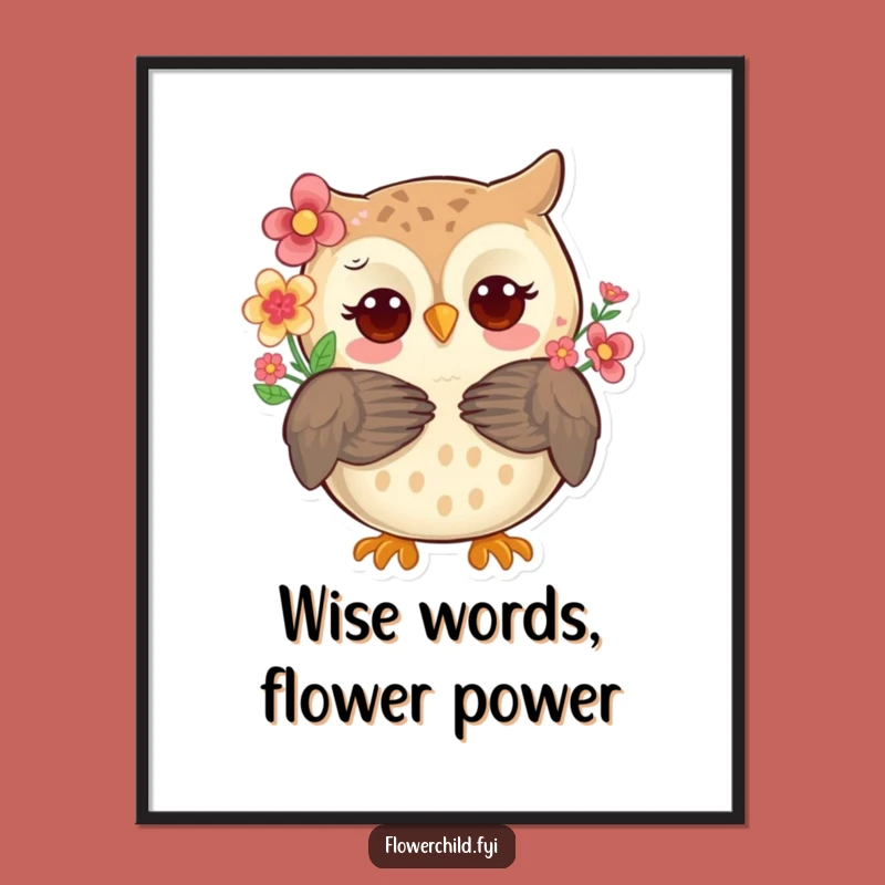 Cozy Free Printable Wall Art: Hugging Owl with Flowers - Sweet Downloadable Decor!