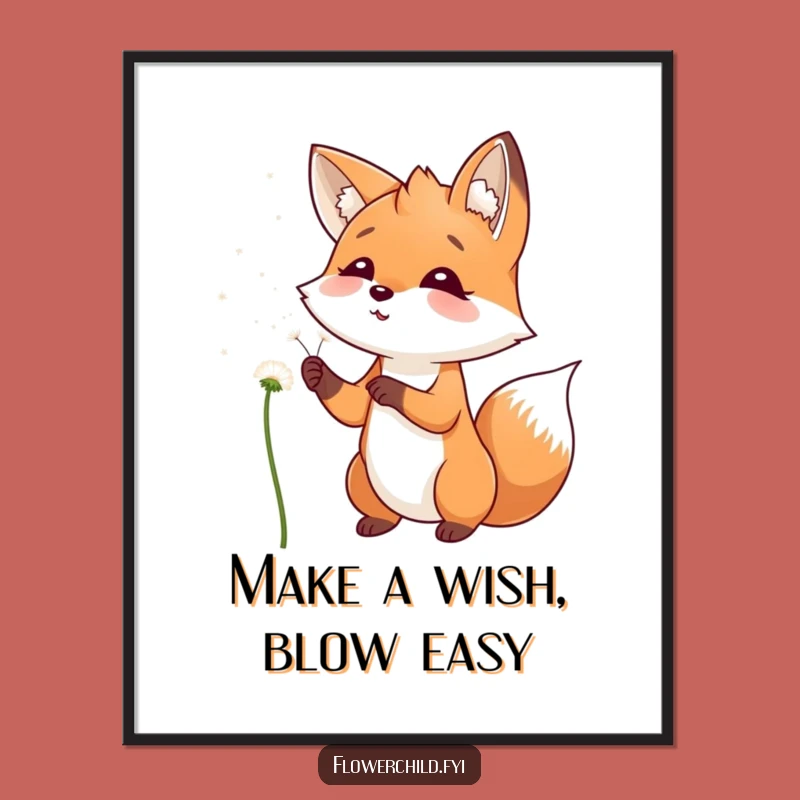 Free Printable Wall Art: Fox's Dandelion Dreams Funny Downloadable Art