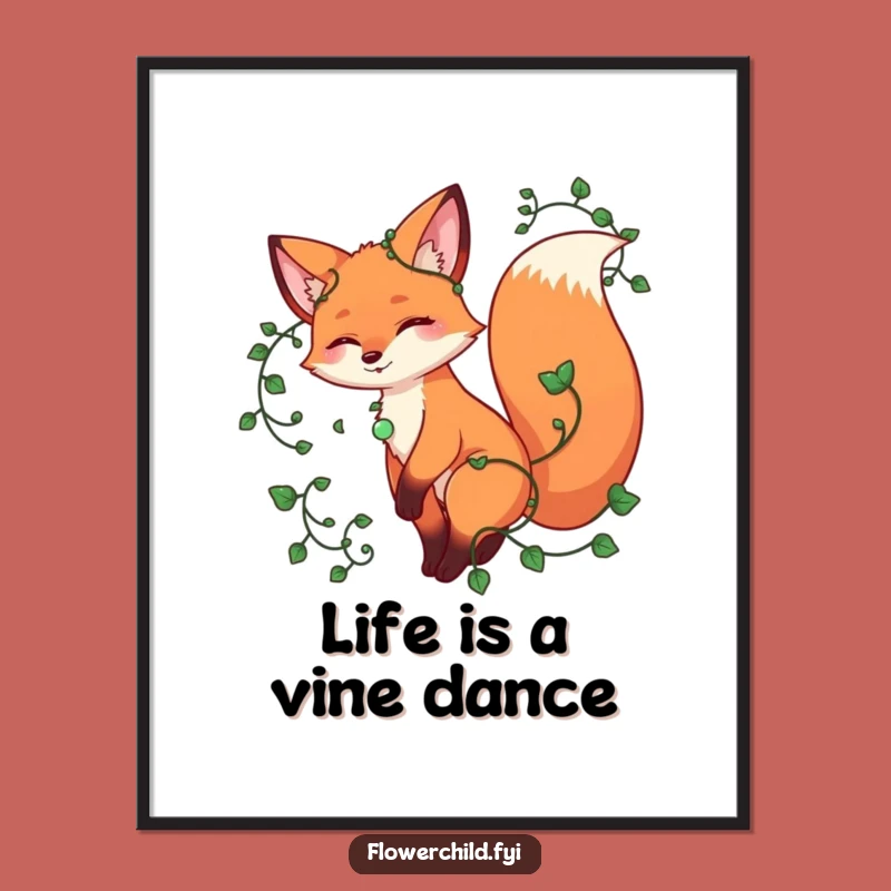 Free Printable Wall Art: Playful Fox Twirling - Funny Downloadable Art for Room Decor