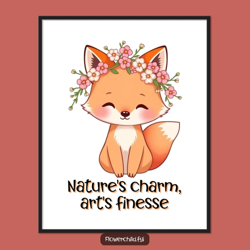Funny Free Printable Wall Art: Whimsical Fox Blossoms Downloadable Art Gift