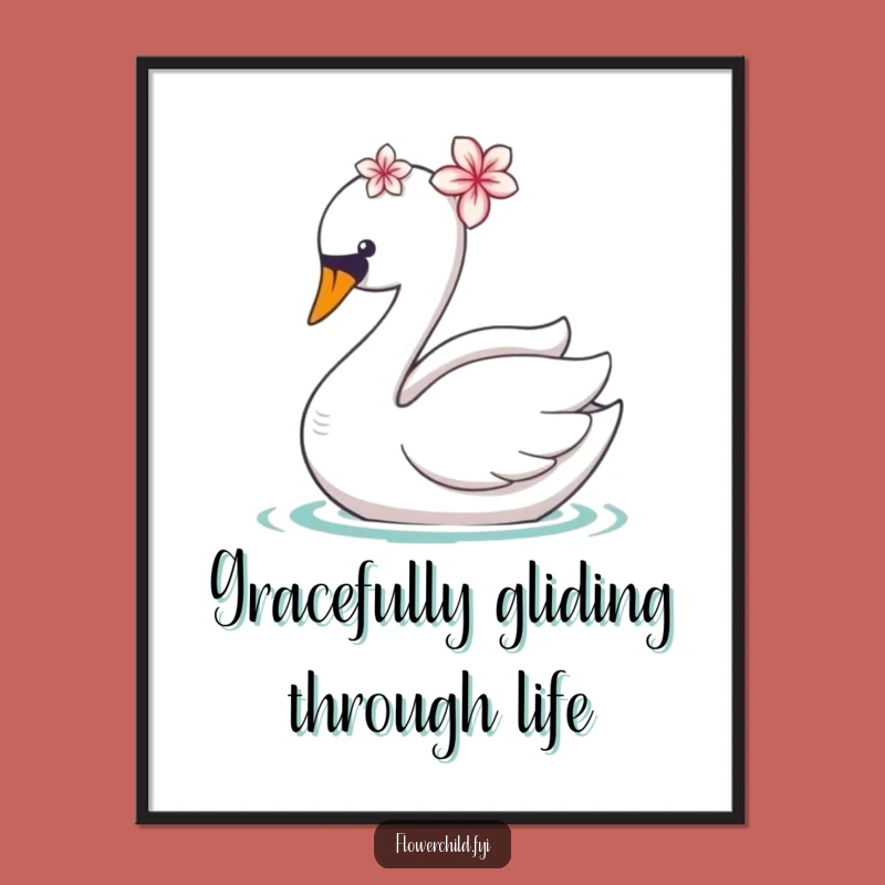Free Printable Swan Wall Art: Elegant Flower Swan Funny Downloadable Art