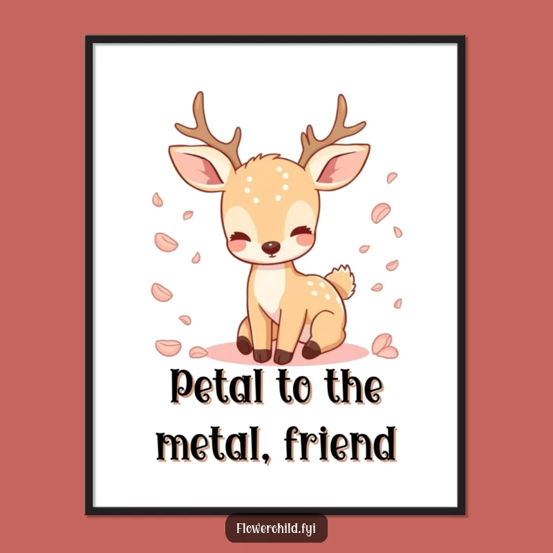 Free Printable Serene Deer Wall Art: Petal Calm, Funny Downloadable Decor