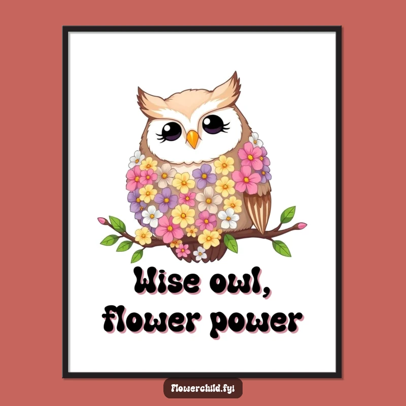Funny Free Printable Wall Art: Contented Owl Flower Boa Decor Downloadable!
