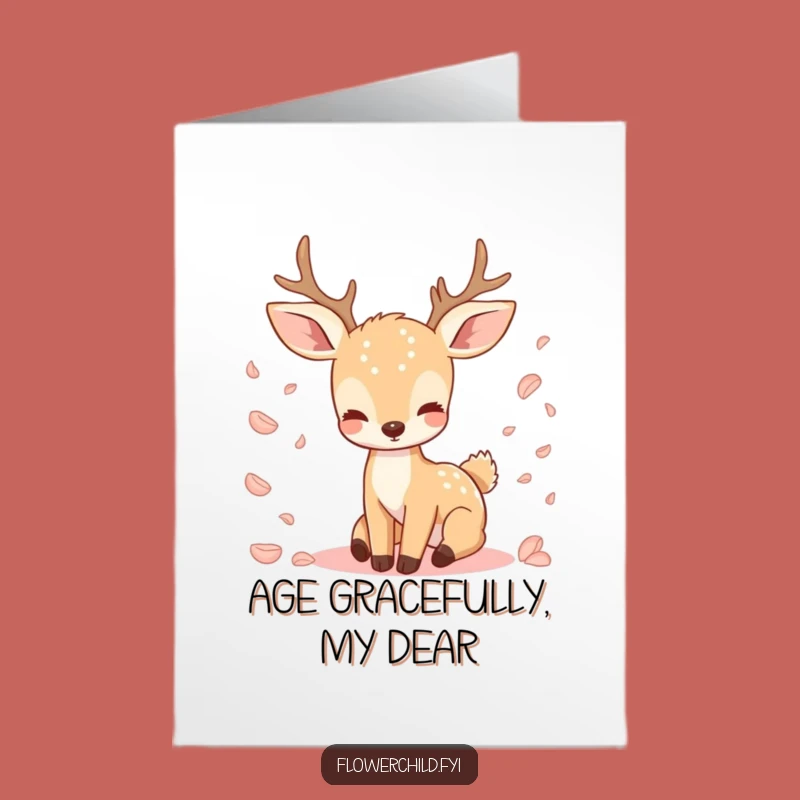 Free Printable Deer Birthday Card: Serene Petal Wishes, Funny Downloadable Gift