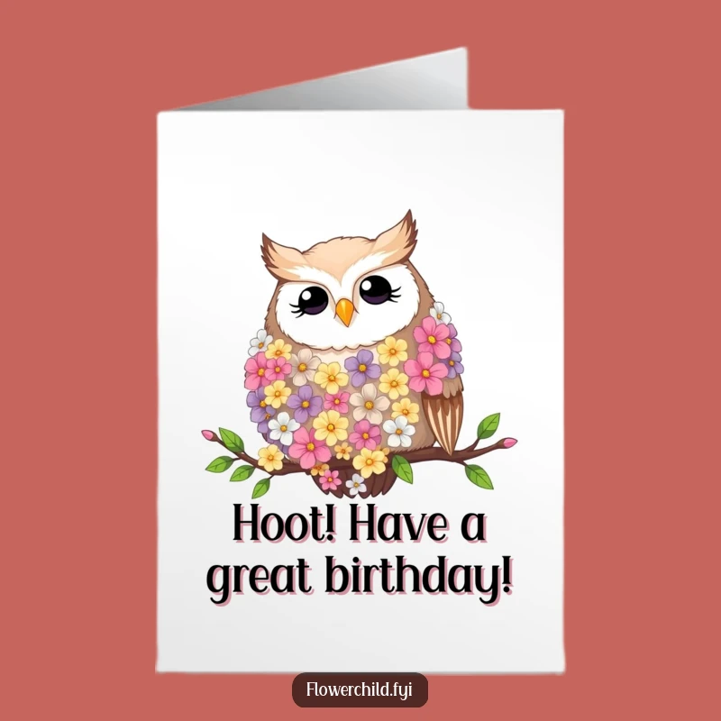 Free Printable Birthday Card Owl: Flower Boa Whimsy Downloadable Funny Gift!