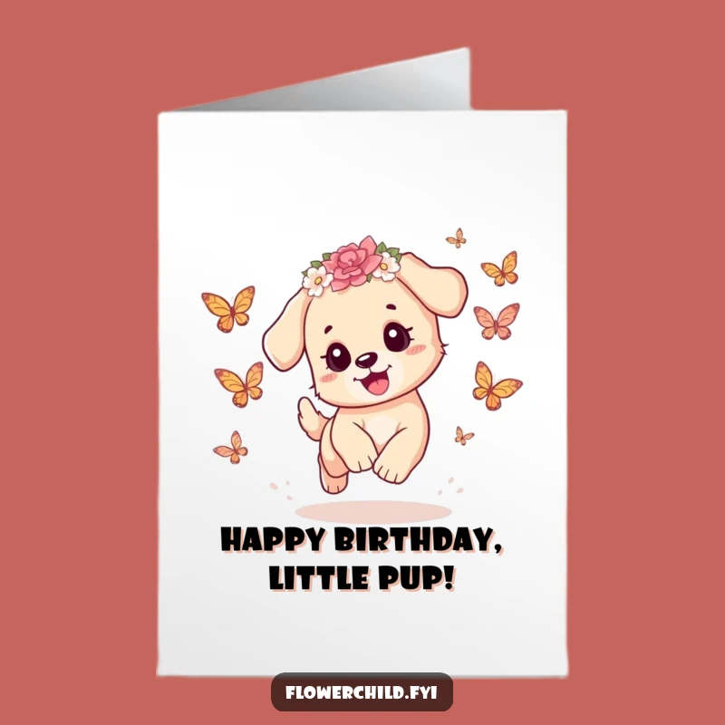 Free Printable Puppy Birthday Card: Butterfly Chase for a Fun Downloadable Gift