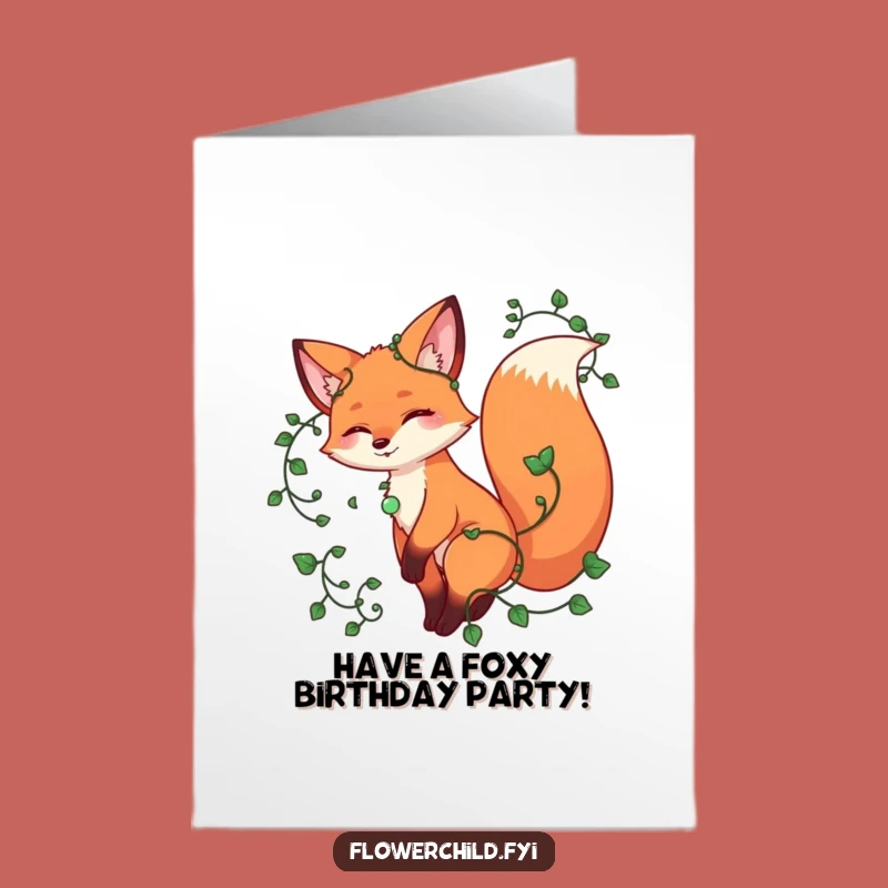 Free Printable Birthday Card: Playful Fox Twirling - Funny Downloadable Gift