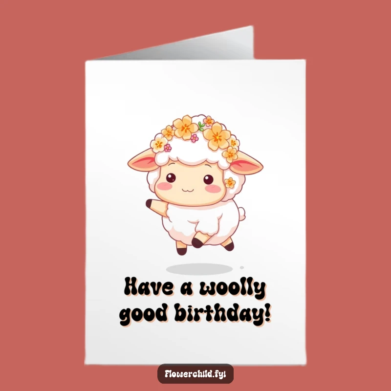 Free Printable Birthday Card: Happy Sheep Skips, Cute Downloadable Gift Idea