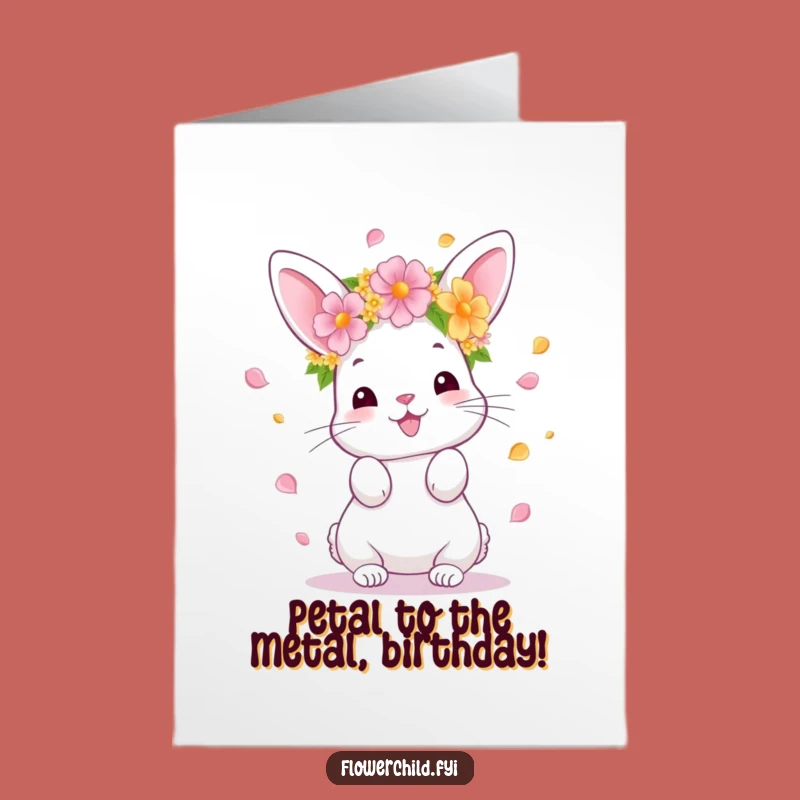 Free Printable Birthday Card: Bunny Tossing Petals, Funny Downloadable Gift for Her