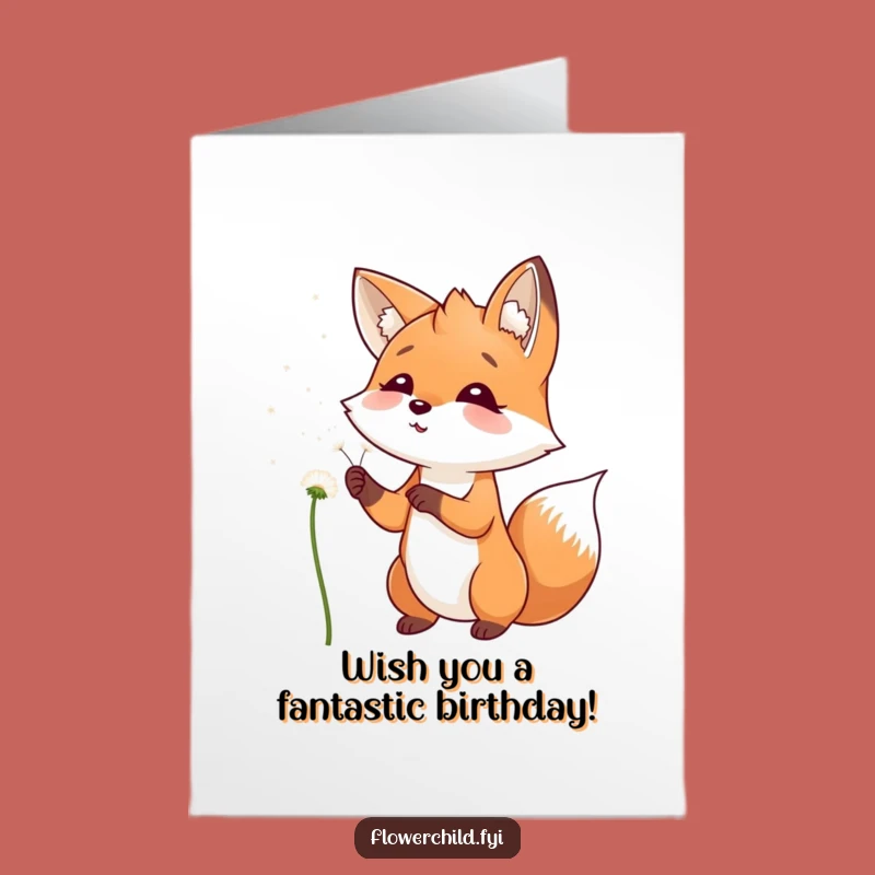Free Printable Birthday Card: Fox's Wishful Winds Funny Downloadable Gift