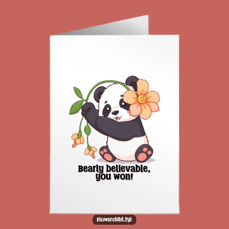 Free Printable Congrats Card: Adorable Panda Flower Design, Sweet Downloadable Gift