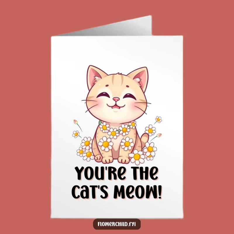 Cat Daisy Chain Free Printable Congrats Card - Sweet DIY Downloadable Gift