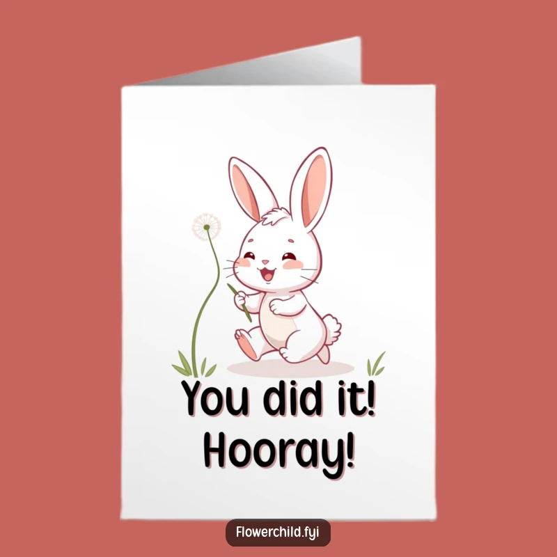 Free Printable Bunny Congrats Card: Funny Downloadable Gift for Cheering Success