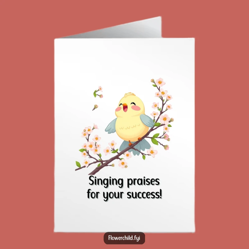 Free Printable Congrats Card: Joyful Bird Blossoms Funny Downloadable Gift