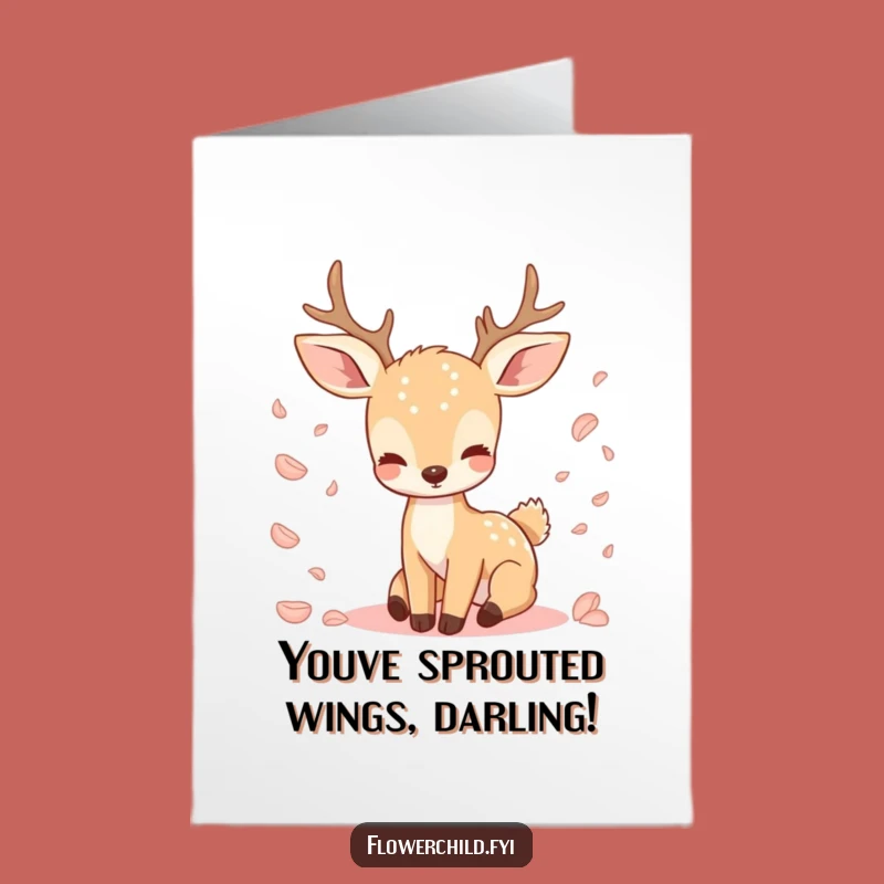 Free Printable Deer Congratulations Card: Petal Grace, Funny Downloadable Gift