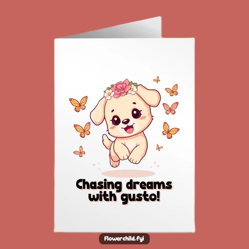 Free Printable Puppy Congrats Card: Butterfly Fun for a Cheerful Downloadable Gift