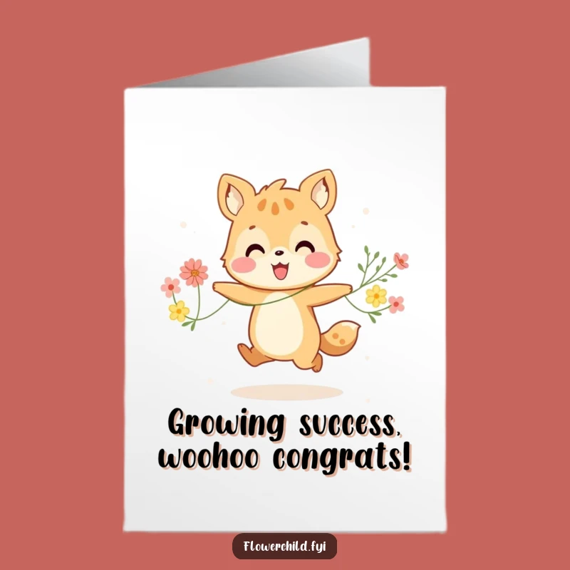 Free Printable Congrats Card: Skipping Flower Animal - Celebrate with Blooms!