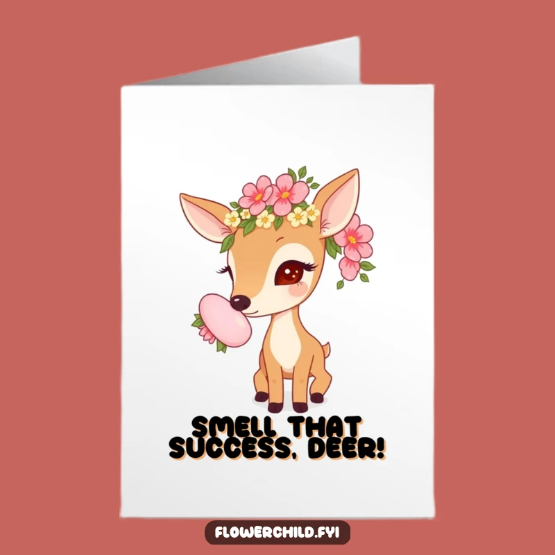 Free Printable Congratulations Card: Deer Sniffing Flowers! Funny DIY Gift