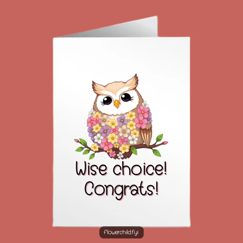Free Printable Congrats Card Owl: Flower Boa Elegance Downloadable Surprise!