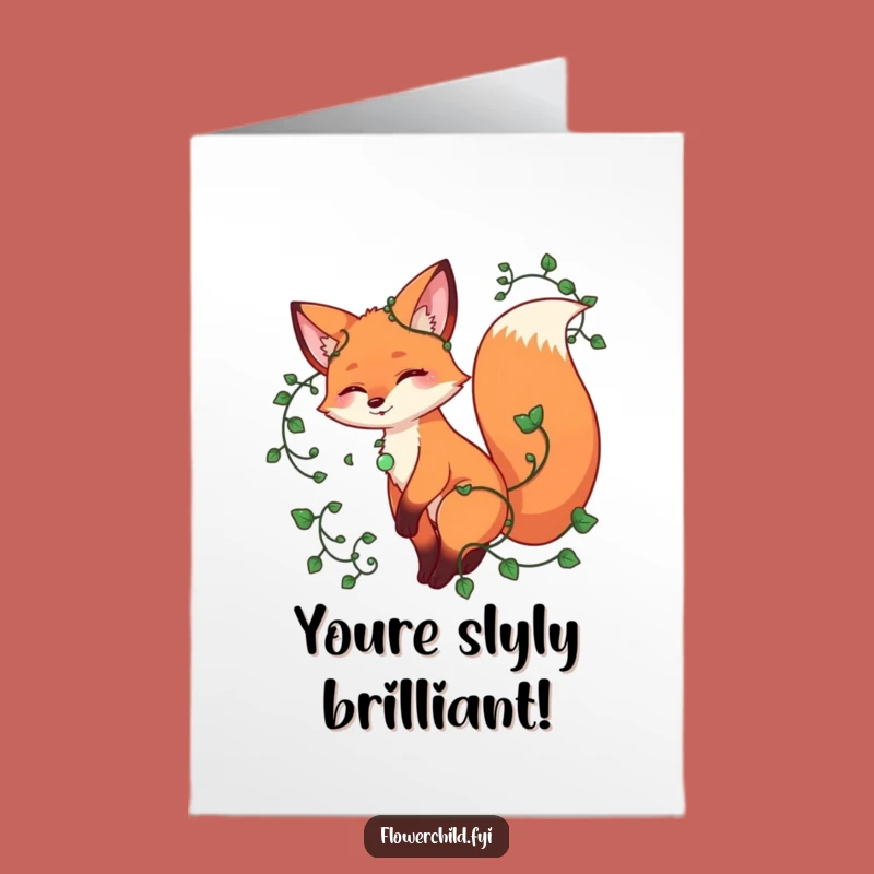 Free Printable Congrats Card: Playful Fox Twirling - Funny Downloadable Gift